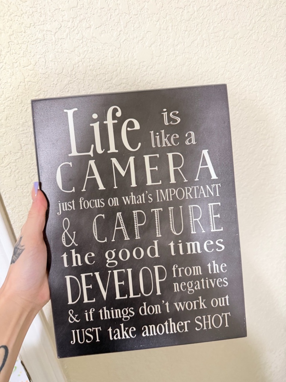 Inspirational Camera Quote Wall Art - Black & White